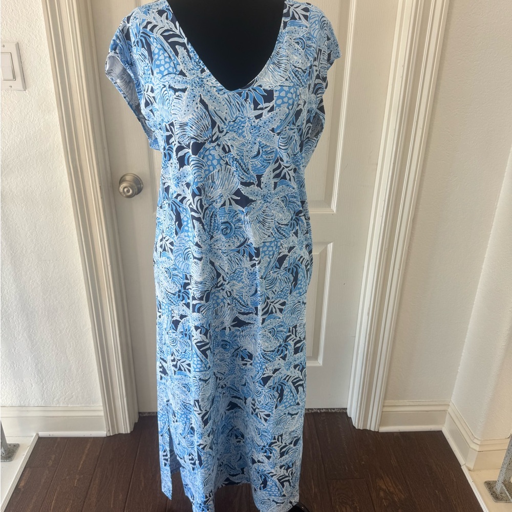 NWT Lilly Pulitzer Sz M Talli Maxi Bonaire Blue Coastal Dress - Picture 2 of 12